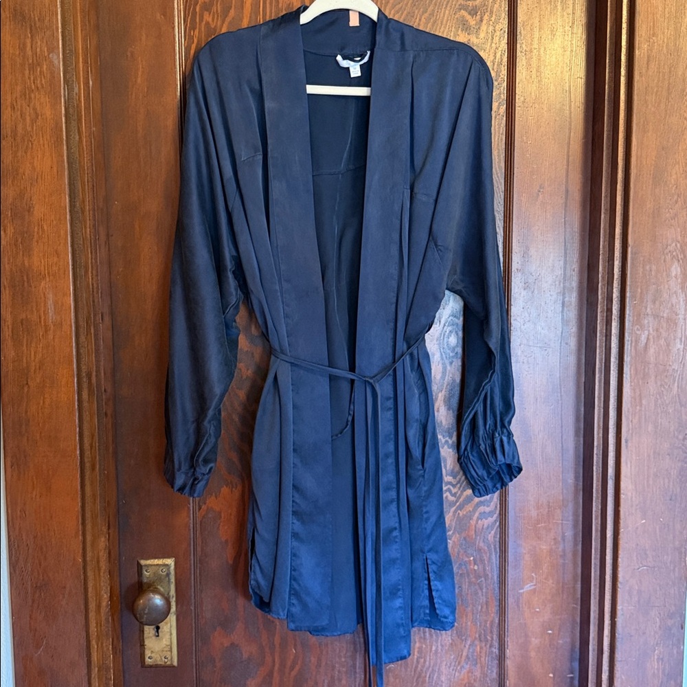 LUNYA Washable Silk Robe, Medium, Deep Blue